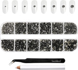 Beadsland 2500 szt. Glas Nailart Strasssteine ​​​​Kristall Flatback Edelsteine ​​​​Runde, ​​Für Handwerk Gemischt 8 Größen SS4 ~ SS30 Mit Picking Pinzette Und Stift (Kristall Weiss)
