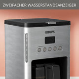 Ekspres do kawy z filtrem Krups KM442D Premium | 10-15 filiżanek | 1000 watów | programowalny | funkcja utrzymywania ciepła | stal nierdzewna | czarny