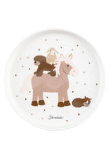 Sterntaler Porcelanowy zestaw obiadowy Rustykalny design - antypoślizgowy i zdejmowany silikonowy zestaw naczyń obiadowych - Naczynia dla niemowląt i dzieci z talerzem, miską 400 ml i kubkiem 200 ml, biały