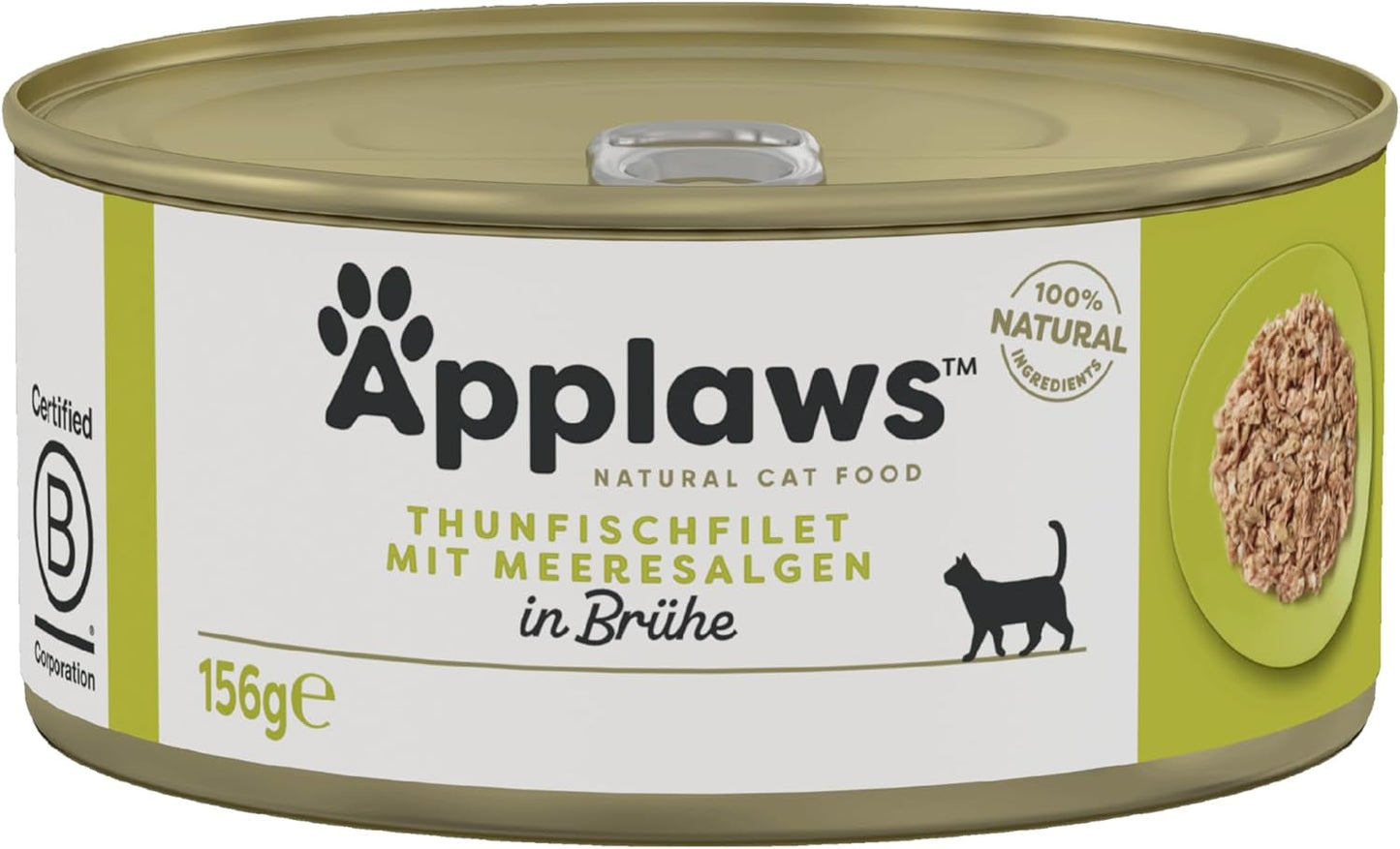 Applaws 100% naturalny Premium-Nassfutter für Katzen, Thunfischfilet mit Algen in Brühe - Packung mit 24 x 156g Dosen