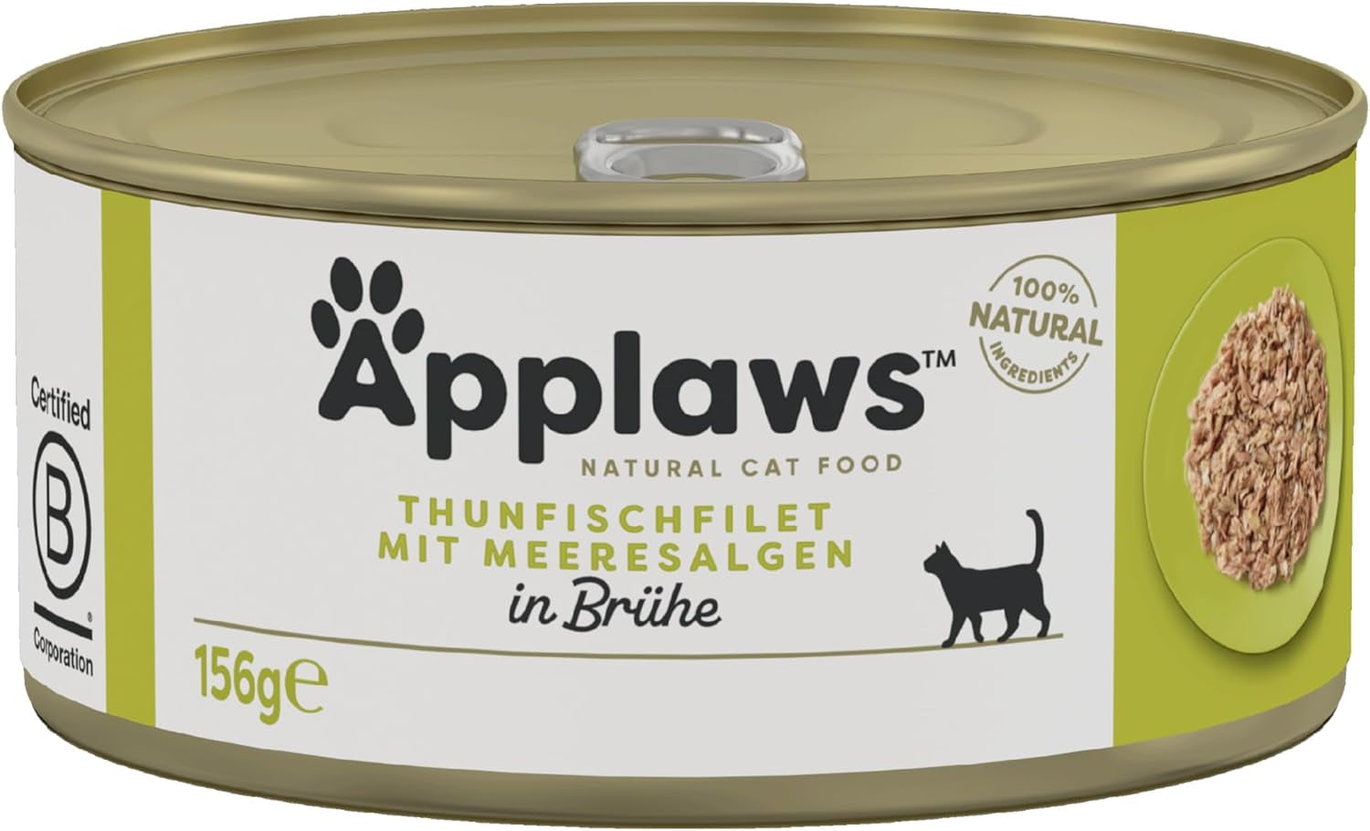 Applaws 100% naturalny Premium-Nassfutter für Katzen, Thunfischfilet mit Algen in Brühe - Packung mit 24 x 156g Dosen