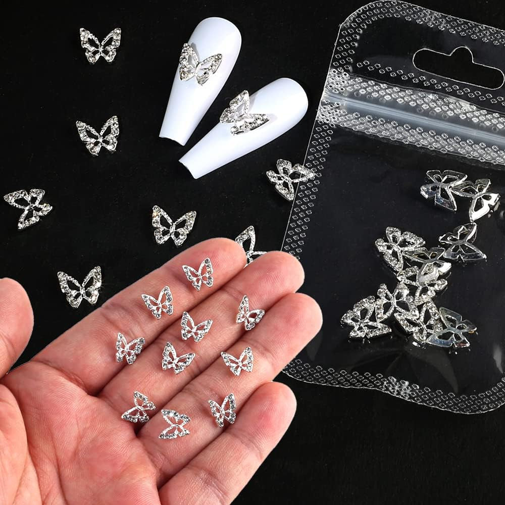 10 sztuk Stop Motyl Ozdoby do paznokci Metalowe ozdoby do paznokci Kamienie do diamentów Gwoździe Klejnoty Biżuteria do paznokci Ozdoby artystyczne Tworzenie biżuterii artystycznej do paznokci