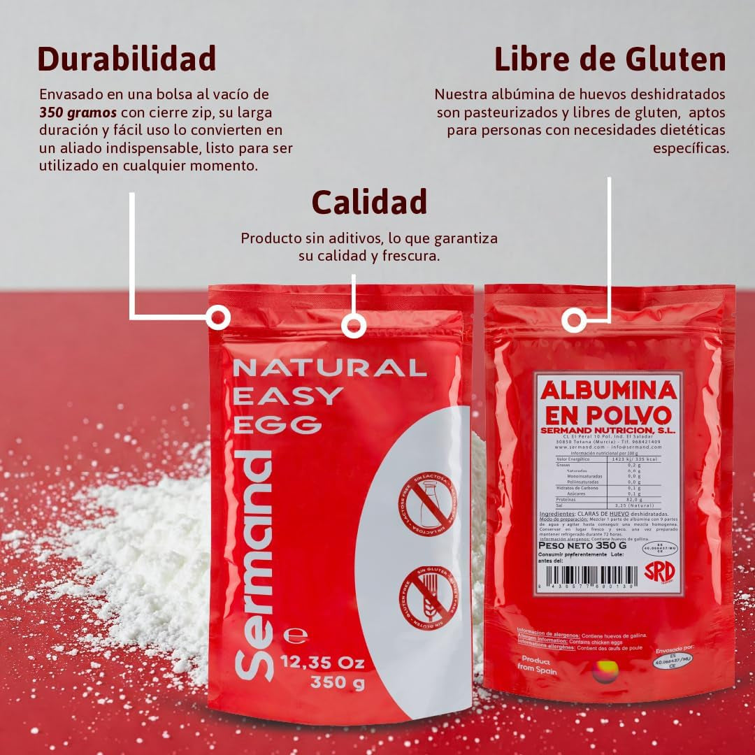 Eiklarpulver (350g) | Getrocknetes Eiklar Pulver | Eialbumin für Backen & Kochen | Ohne Zusatztoffe | Opakowanie typu zip-bag niezawierające laktozy