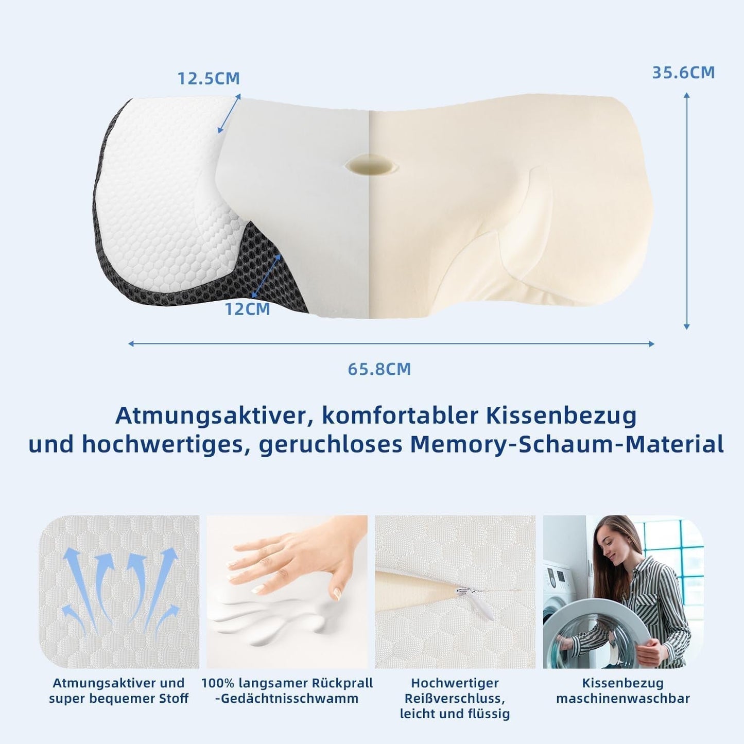 IDEA Poduszka przeciwbólowa szyi Poduszka ortopedyczna z pianki memory Poduszka ergonomiczna poduszka pod szyję zapewniająca optymalne wsparcie Poduszka przeciw chrapaniu Poduszka ortopedyczna do spania na boku, plecach i brzuchu Poduszki ortopedyczne odcinka szyjnego Naty Shop