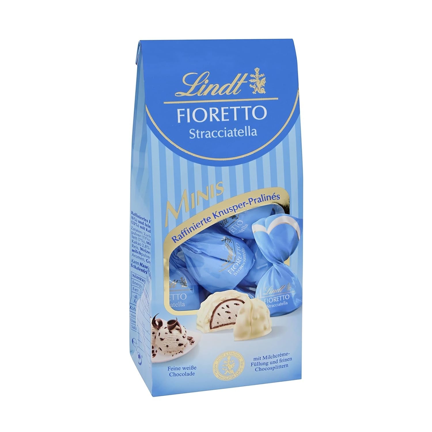 Czekolada Lindta | Zestaw upominkowy FIORETTO Zabaione | 138g | 6 pralinek z mlecznej czekolady z nadzieniem truflowym Zabaione i chrupiącą polewą, zawierające alkohol | Czekoladowy prezent
