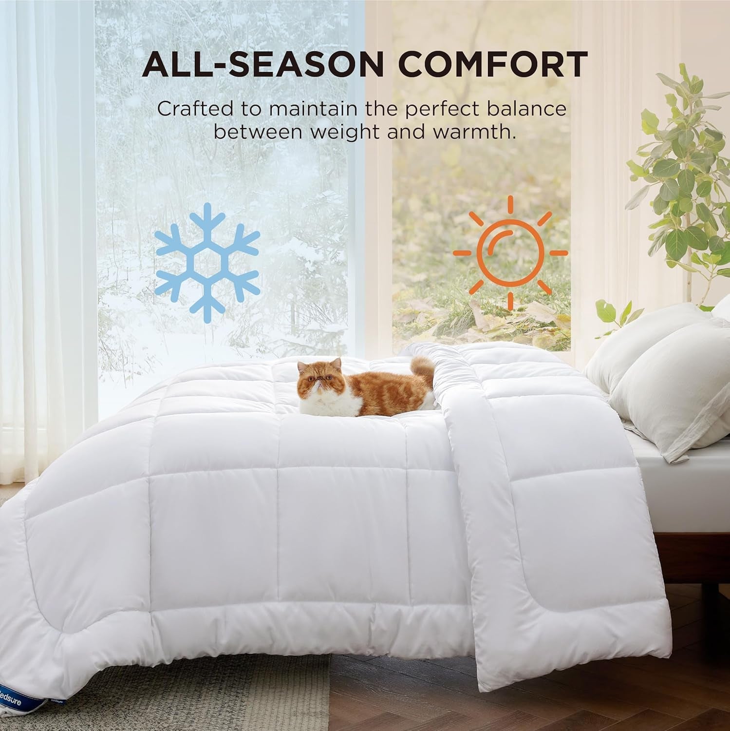 BEDSURE Pikowana kołdra pełna/królowa (88"X88") Białe kołdry i kołdry Naty Shop