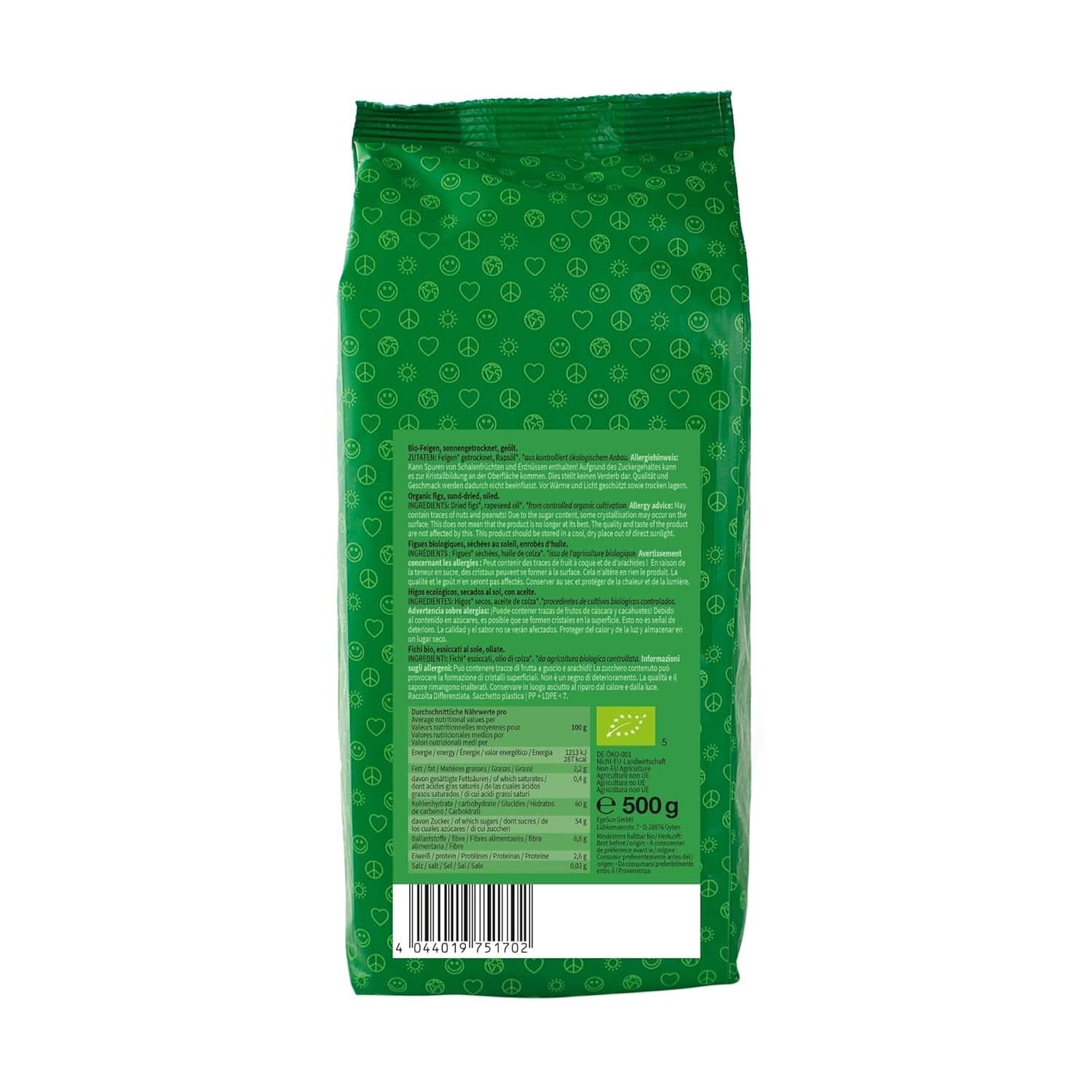 Mundo Feliz Figi suszone z upraw ekologicznych, 2 x 500 gramów Naty Shop produkty suszone