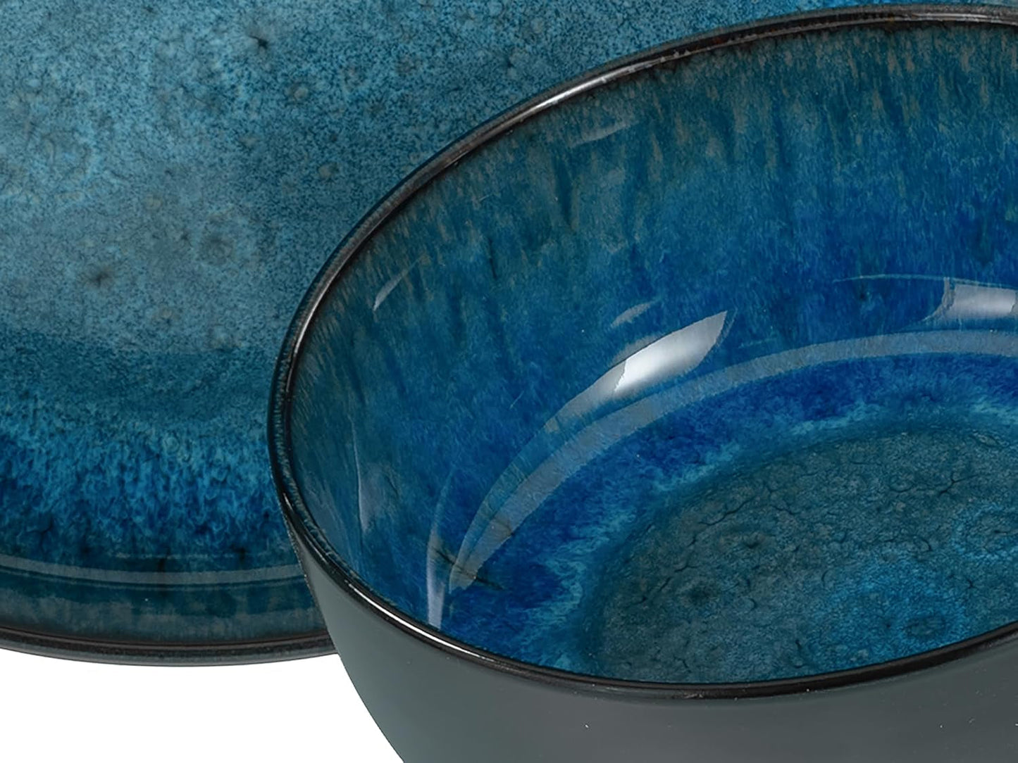CreaTable, 20149, seria Nordic Fjord Blue, 16-częściowy zestaw naczyń obiadowych dla 4 osób, usługa łączenia porcelany, można myć w zmywarce i używać w kuchence mikrofalowej, jakość produkcji