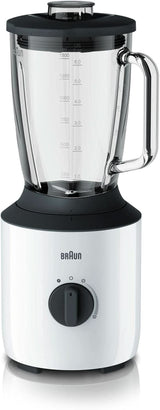 Mikser stojący Braun Powerblend 3 JB 3150 BK - 1,5 l Glas-Mixaufsatz, Küchenhelfer Zum Zerkleinern, Pürieren & Mixen, 800 W, Schwarz Kitchen Naty Shop Weiß Single