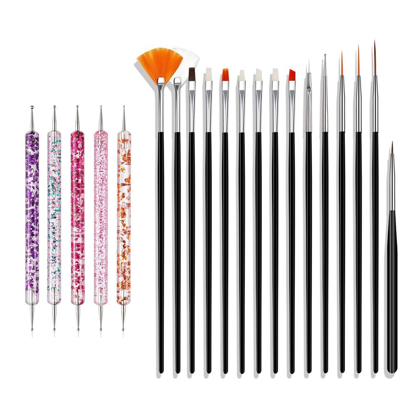 Zestaw pinsel do paznokci, 20 szt. Nageldesign Malerei Pinsel, Professionelle Nail Art Design Pinsel, Pinsel do paznokci Fine Liner, różowy