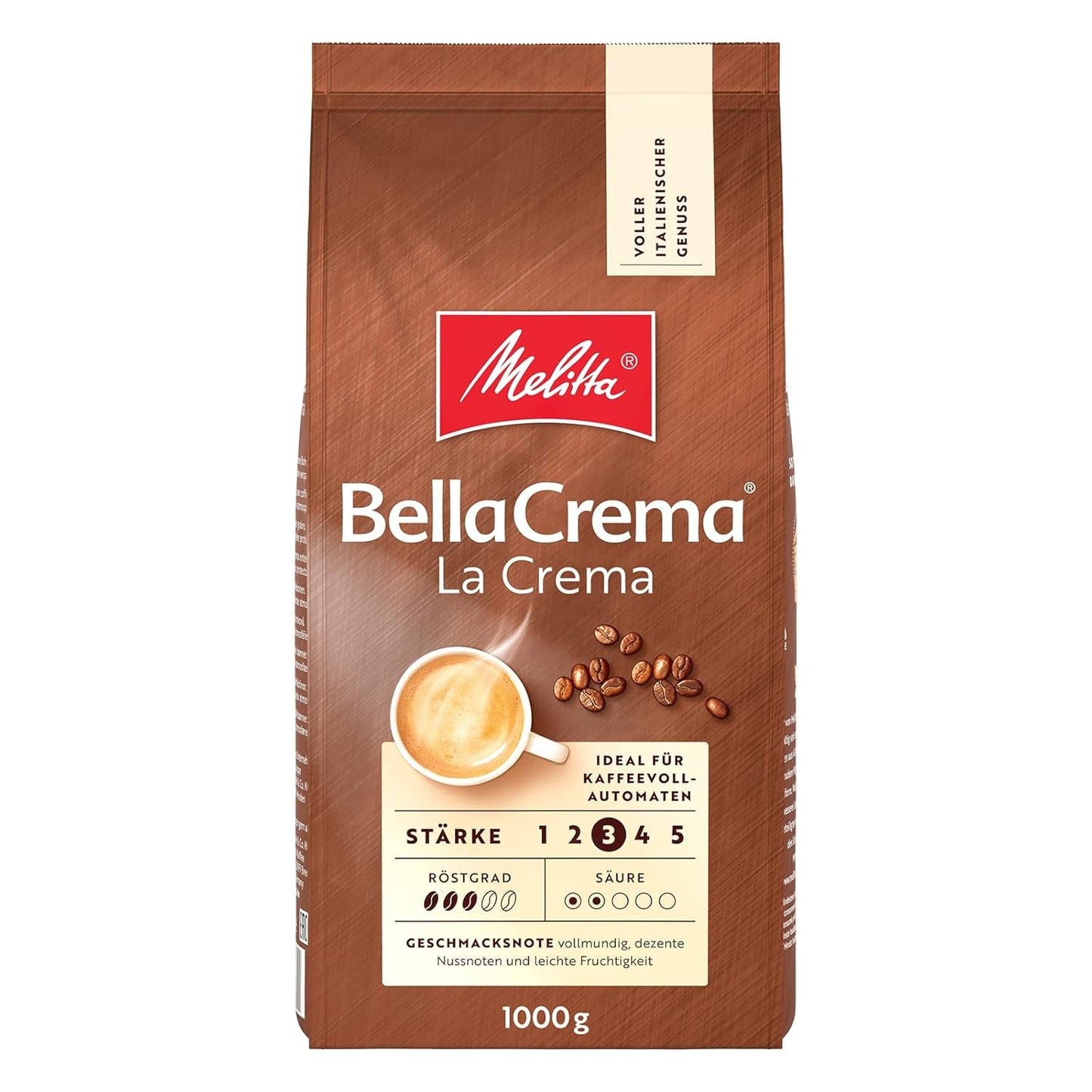 Kawa ziarnista Melitta BellaCrema La Crema 1kg i kawa ziarnista BellaCrema Decaffeinato bezkofeinowa 1kg