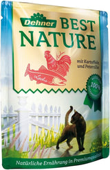Dehner Best Nature Katzenfutter Multipack, Nassfutter, für ausgewachsene Katzen, je 2 x Kalb / Wild / Huhn / Kaninchen, 8 x 85 g Torba (680 g)