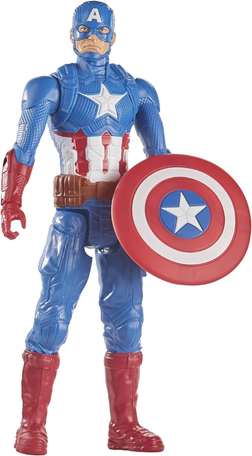 Marvel Avengers Titan Hero Series Blast Gear Kapitan Ameryka Figurka 30 cm Duża zabawka dla dzieci w wieku powyżej 4 lat Niebieskie figurki Naty Shop