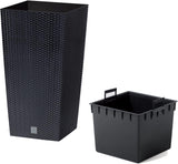 Doniczki/garnki Prosperplast imitujące rattan z wkładem | 26,5 x 26,5 x 50 cm | antracyt | odporny na warunki atmosferyczne i promieniowanie UV | wykonane z wytrzymałego plastiku | do wnętrz i na zewnątrz