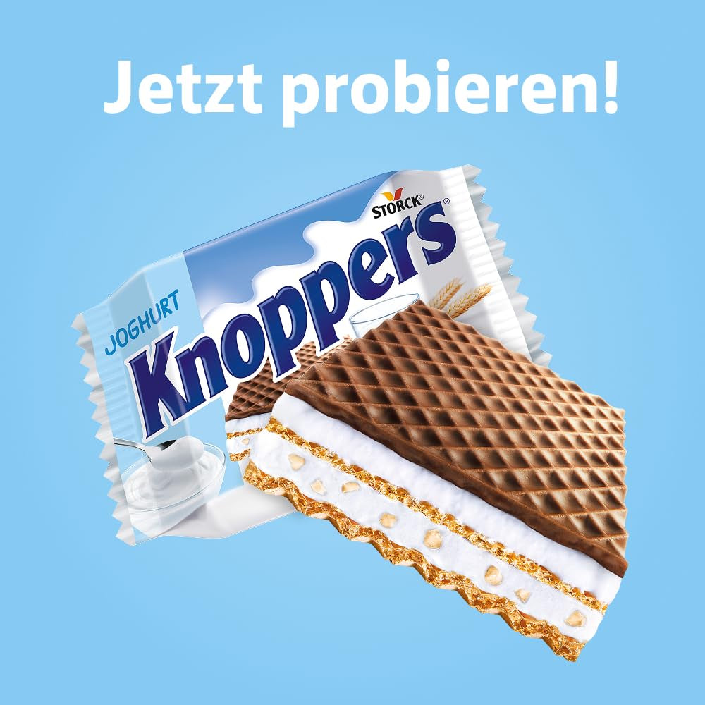 Jogurt – 4 x 200 g – Plasterki wafla nadziewane kremem jogurtowo-nugatowym, orzechami laskowymi i kakao