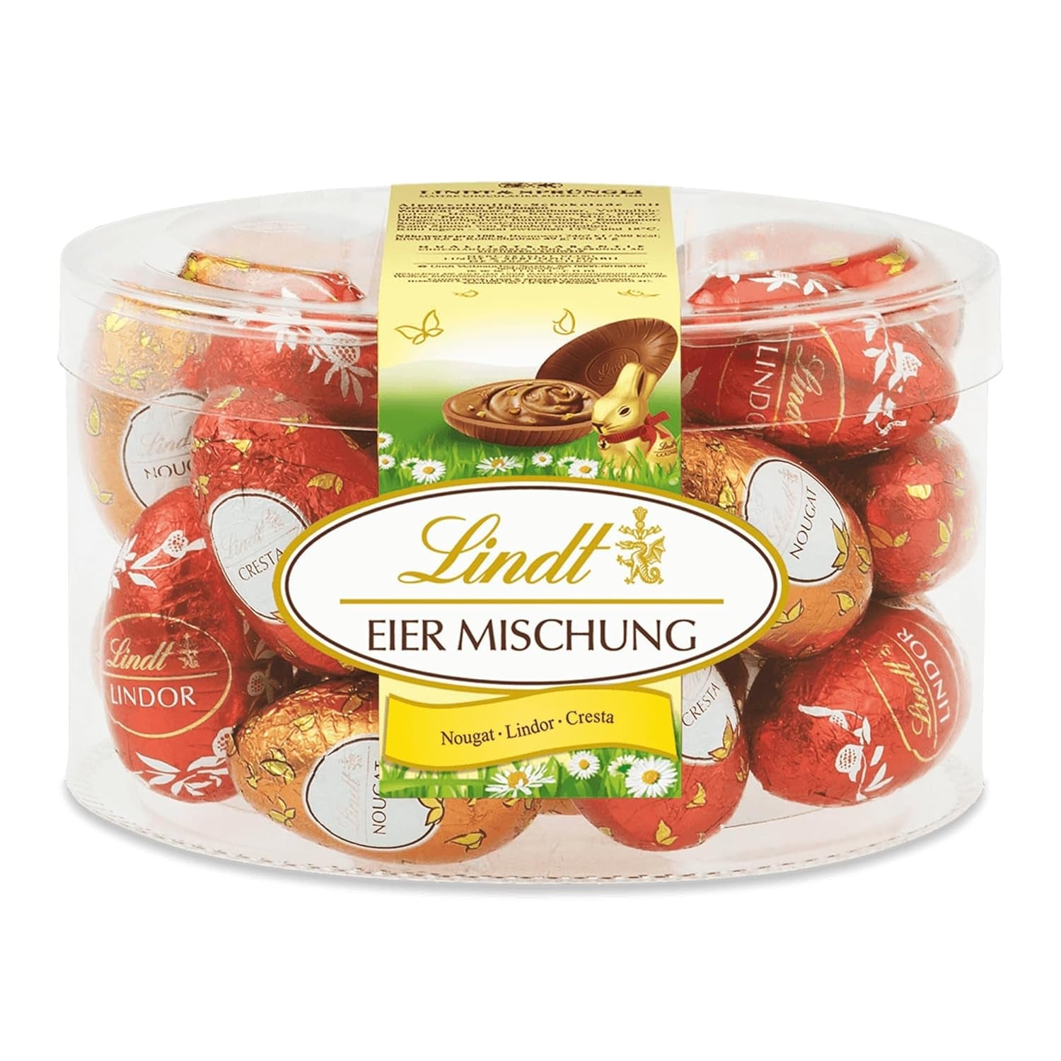 Lindt Chocolate Egg Assortment | worek 450 g | 9x Czekolada mleczna LINDOR, 8x Nugat, 8x Cresta | Różnorodność kolorowych czekoladowych jajek na Wielkanoc | Czekolada Wielkanocna | Prezent czekoladowy | Ładne pisanki