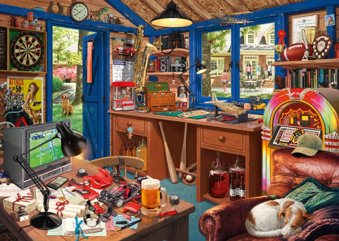 Schmidt Spiele 59977 Sekretne puzzle, Warsztat Ojca, układanka 1000 elementów Puzzle Naty Shop