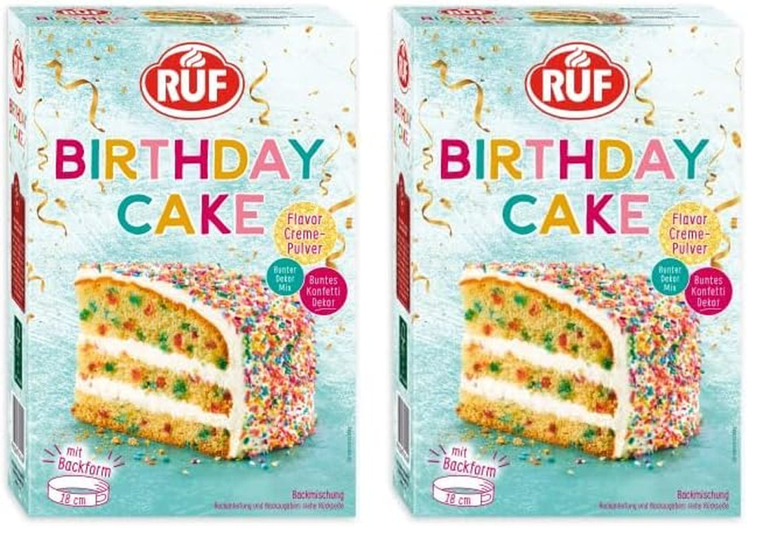 Tort urodzinowy RUF, Geburtstagskuchen, Schicht-Torte Aus Rührteig Und Konfetti-Streusel, Tortencreme Und Buntem Dekor-Mix, Für Kindergeburtstag, Familienfeier, Einschulung, 1X425G Lukier i dekoracje Naty Shop 425 G (opakowanie 2Er)