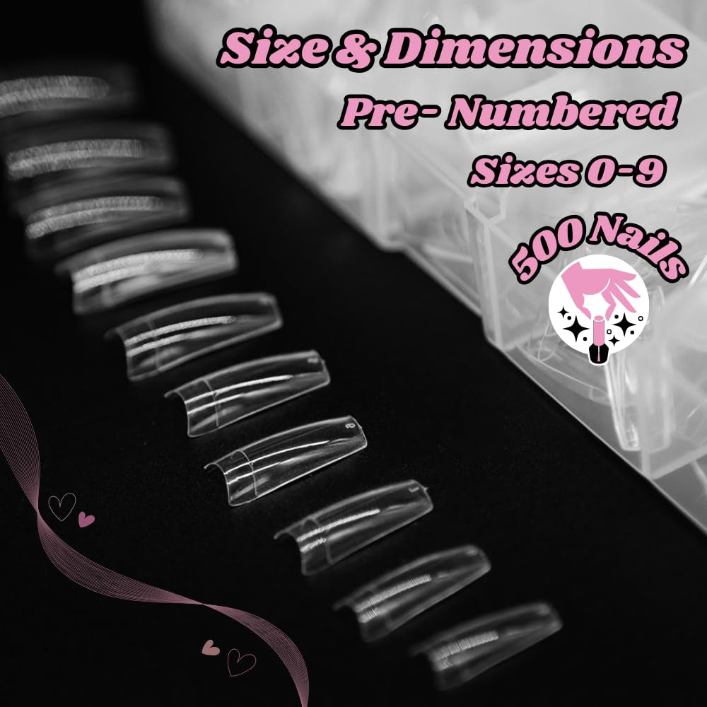 TRIXES 500 szt. Tipsy żelowe Paznokcie typu french Przezroczyste akrylowe porady do manicure DIY 10 różnych wzorów