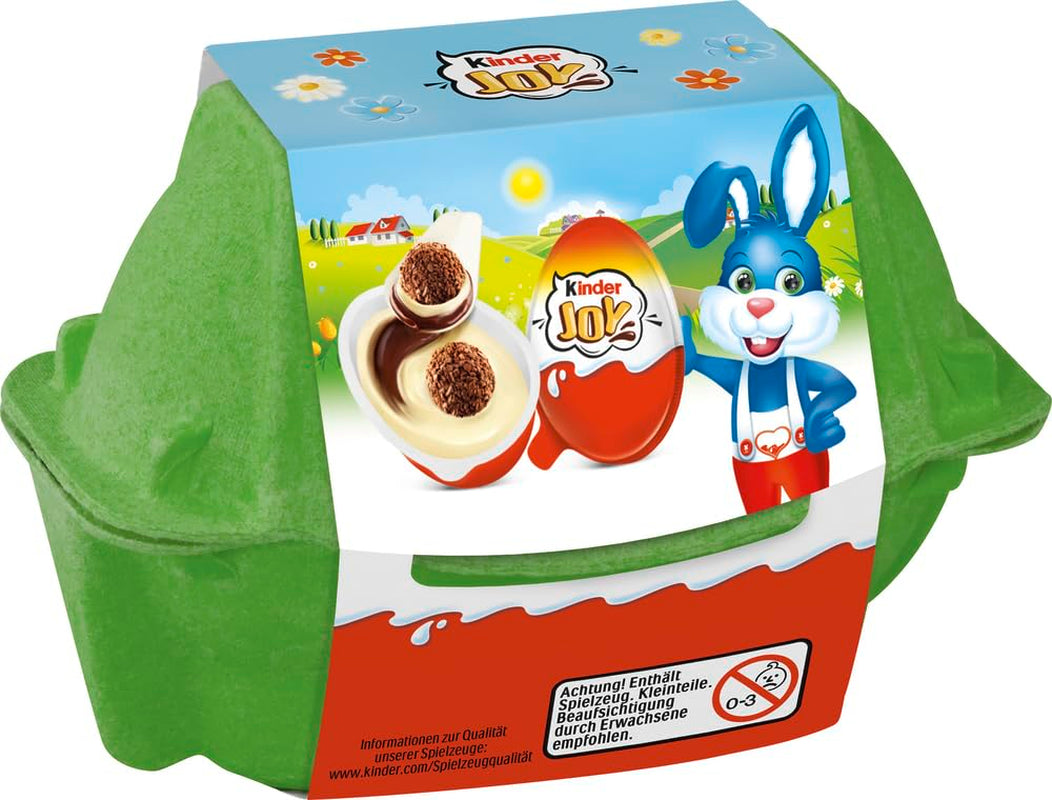 Kinder Joy opakowanie 2 szt. - Jedna połówka z pysznym kremem mleczno-kakaowym i chrupiącymi kuleczkami, druga połowa z wielką niespodzianką - Czekolada Wielkanocna, Słodycze Wielkanocne - Prezent Wielkanocny - 40g