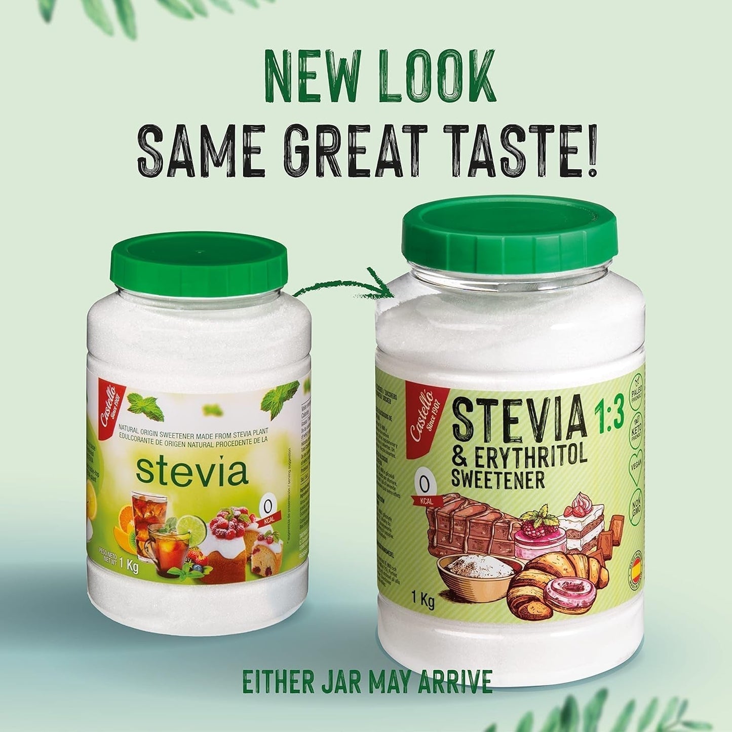 Stewia + Erytrytol 1:3 Süßstoff | 1G = 3G Zucker | 100% Natürlicher Zuckerersatz - 0 Kalorien - 0 Glykämischer Index - Keto Und Paleo - 0 Netto-Kohlenhydrat - Kein GVO - Castello od 1907-1 Kg Słodziki Naty Shop