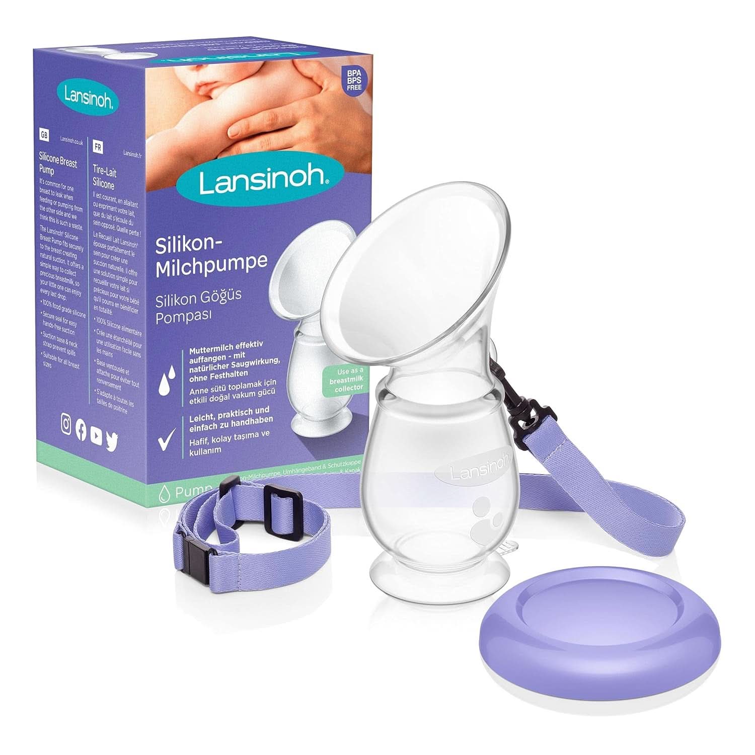 Lansinoh Silikon Milchpumpe & Muttermilchauffänger - Angenehmes & Extrem Weiches Silikon - Rettet Jeden Tropfen Muttermilch - Alternatywa Zu Milchauffangschalen, 1 Stück (1Er Pack) Akcesoria Żywność i karmienie piersią Bebe Naty Shop Pojedynczy Silikon-Milchpumpe Muttermilchauffänger