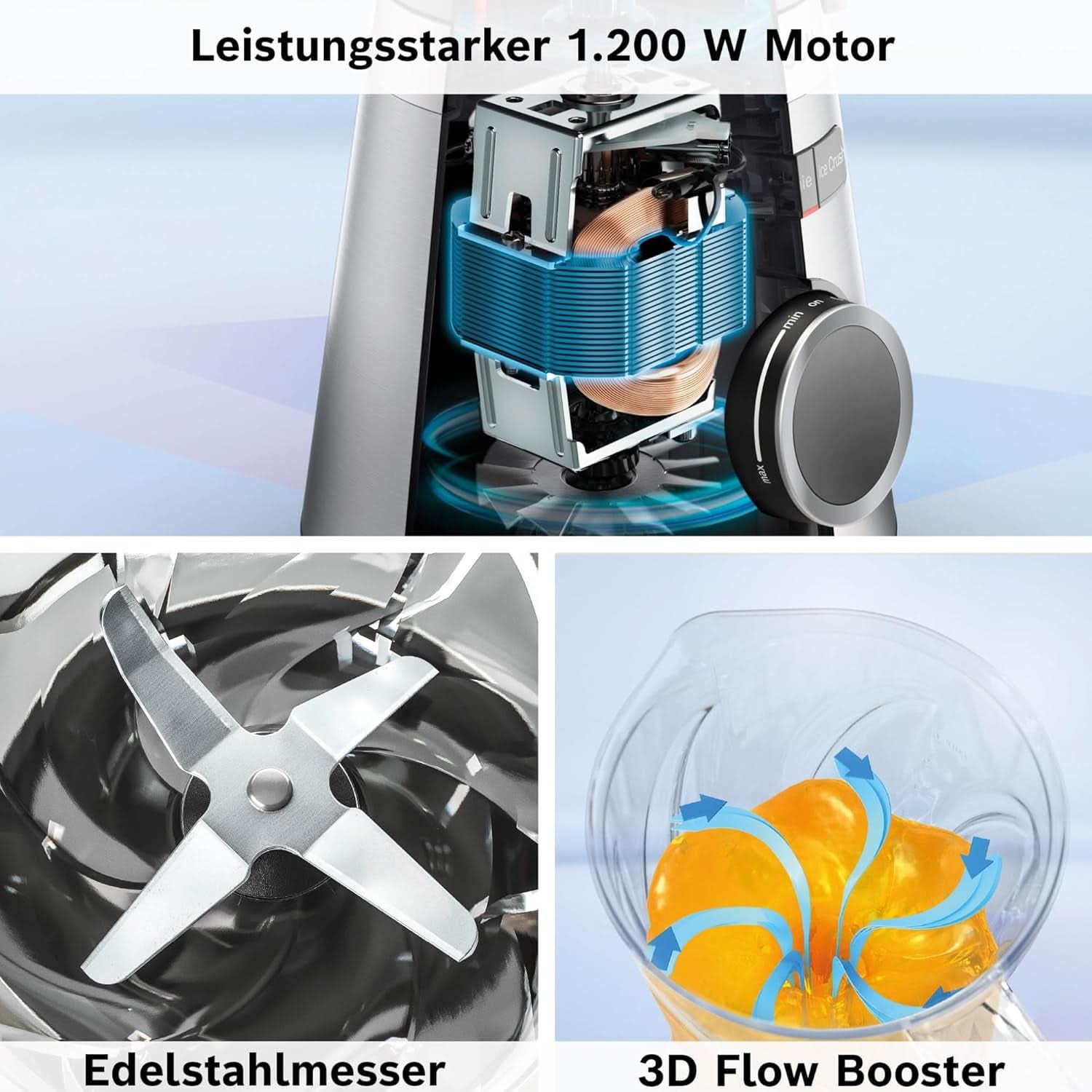 Bosch Mikser stojący Vitapower Serie 4 MMB6141B, Hochwertige Edelstahl-Klingen, 1,5 l Tritan-Mixbehälter, Spülmaschinengeeignete Teile, 30 000 U/Min, 1200 W, Schwarz Kitchen Naty Shop