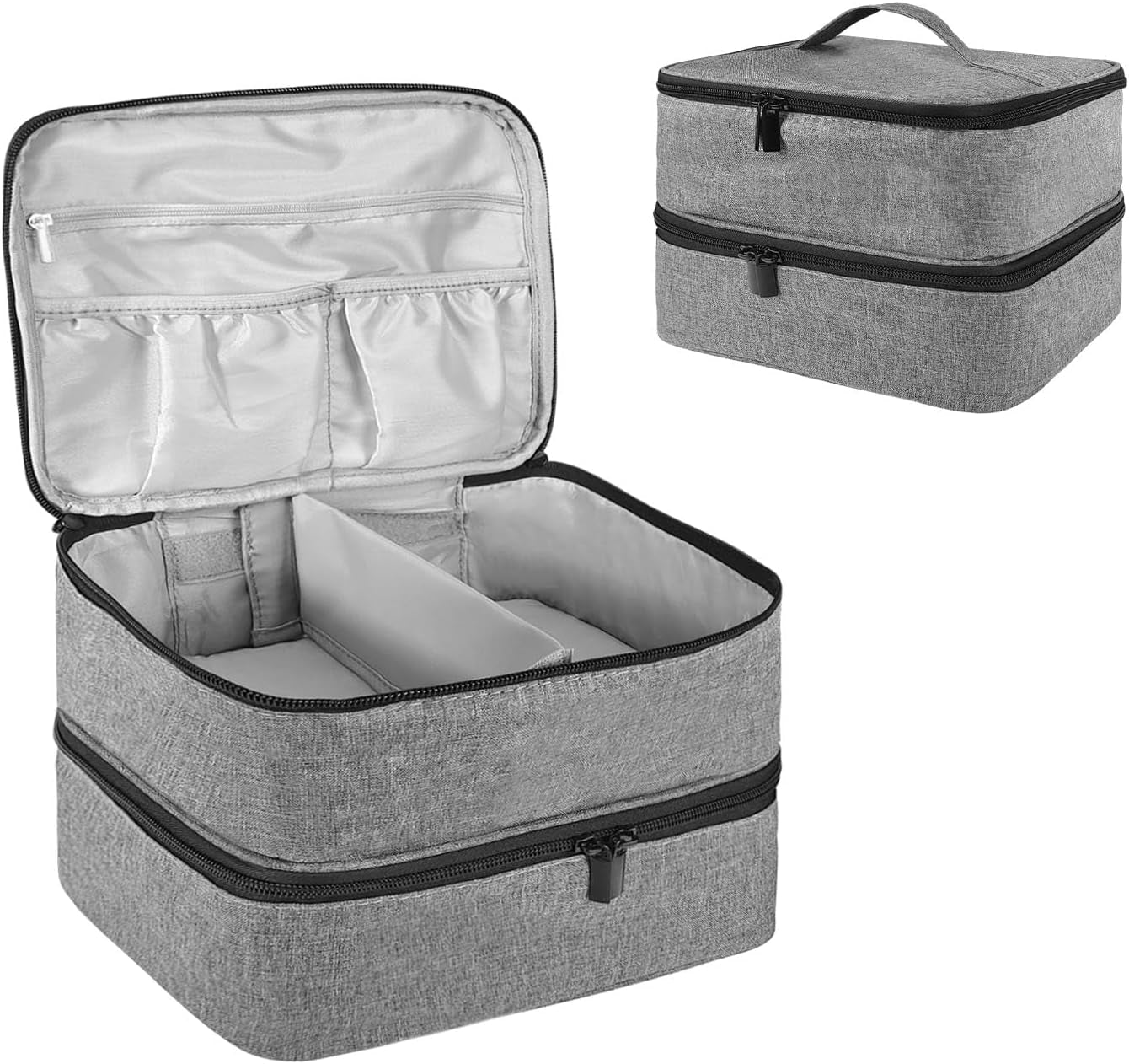 Organizer na lakier do paznokci Tasche, Doppelschicht Pudełko do przechowywania lakieru do paznokci, Organizer Koffer Für Nageldesign Kosmetiktasche Für 30 Flaschen Neonail Base (15Ml-0,5 Fl.Oz) i 1 lampa do paznokci (Schwarz)