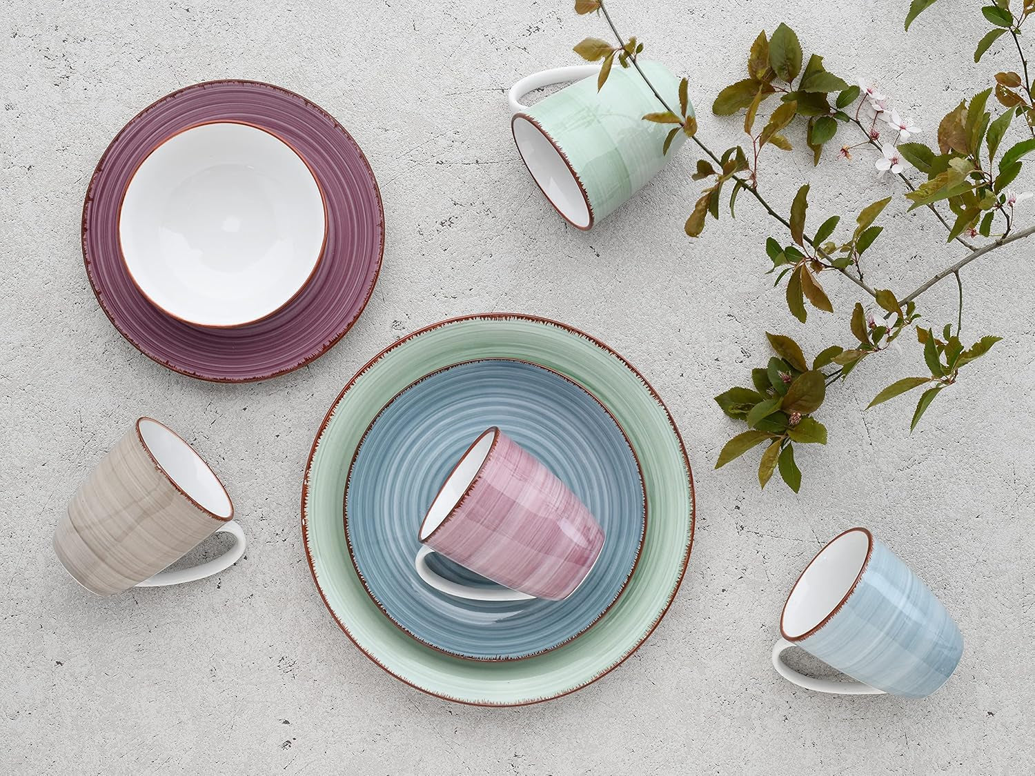 CreaTable, 22582, seria SAMBA, 16-częściowy zestaw naczyń obiadowych dla 4 osób, serwis porcelany Combo, można myć w zmywarce i używać w kuchence mikrofalowej, jakość produkcji
