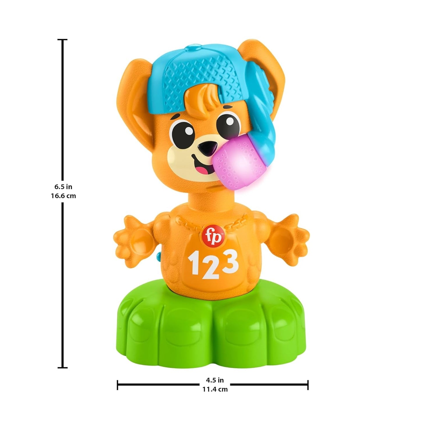 Opaska ze zwierzętami Fisher Price Lis Rino Ucz się przeciwieństw, Interaktywny lis do nauki poprzez ruch, Kolorowe światła, piosenki i dźwięki, Zabawka dla dziecka, 9+ miesięcy, HYL02 Zabawki dla niemowląt Naty Shop