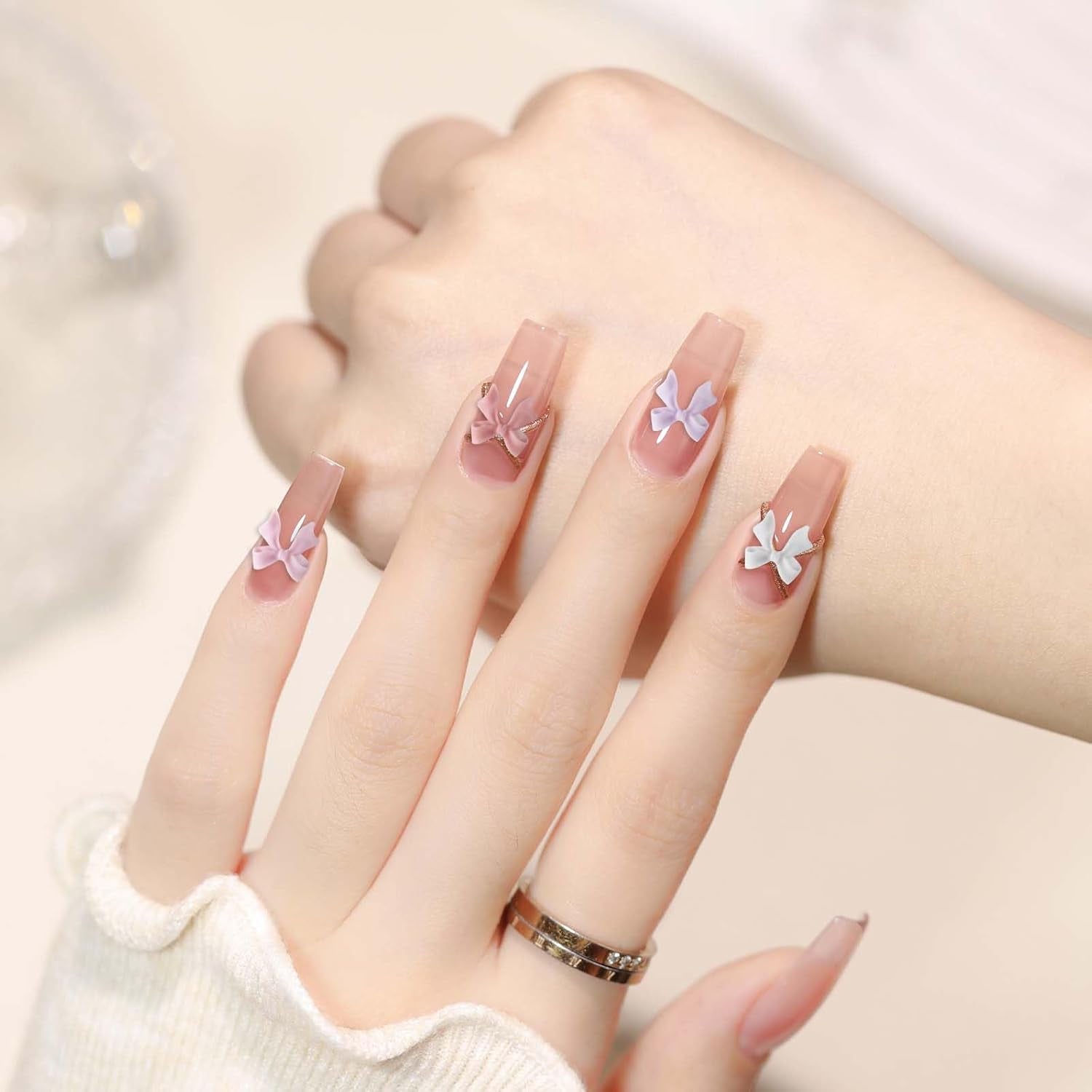 100 zestawów ozdób do paznokci Stück 3D Schleifen Nagelanhänger Nagelkunst Dekorationen Schleife Für Acrylnägel, Süße Kawaii-Schleifenanhänger, Hübsche Nagel-Schleifenanhänger-Dekoration