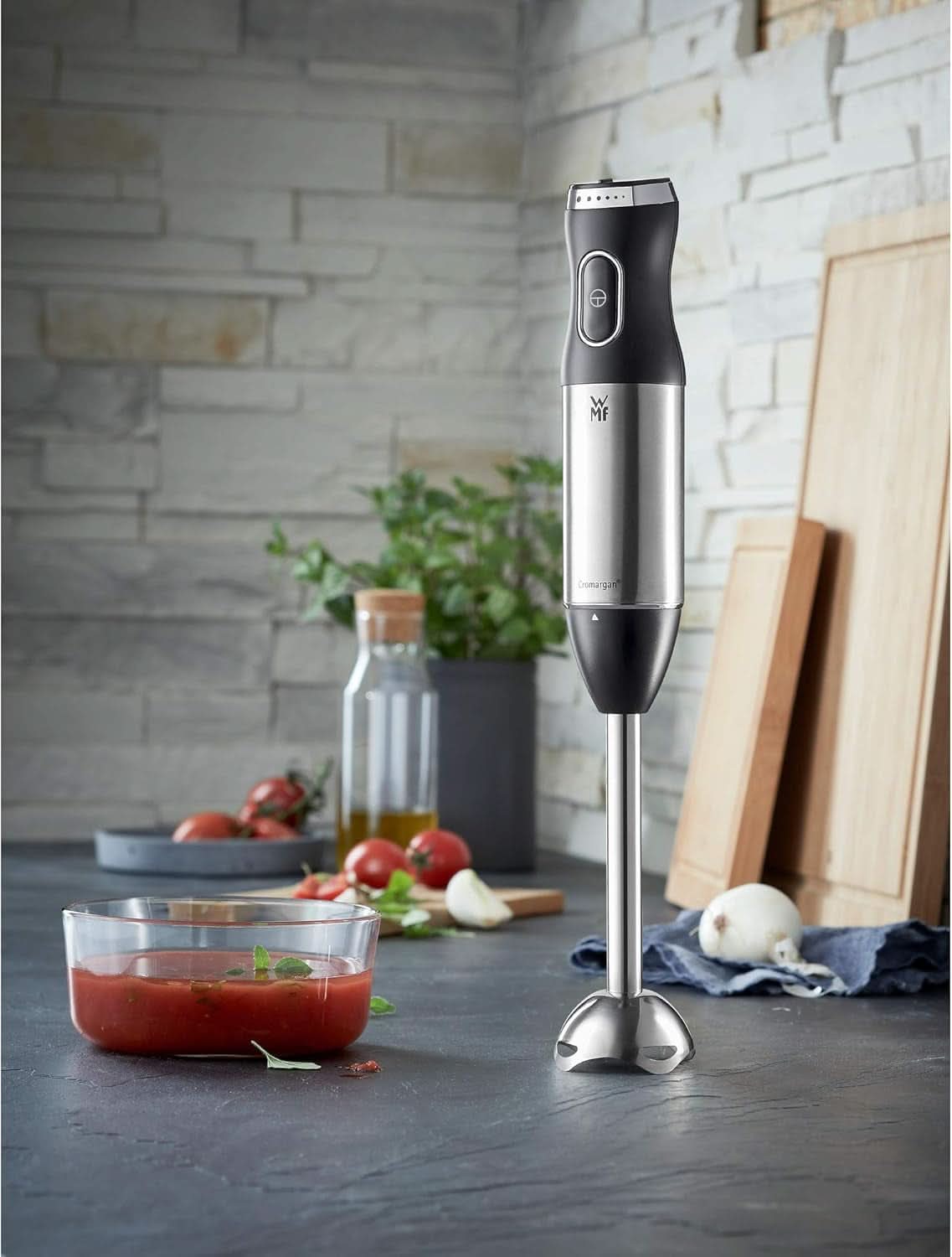 WMF Kult X Edition Stabmixer, Zauberstab 600 W, Pürierstab Edelstahl Mit Variabler Geschwindigkeitssenstellung, Purierstab Edelstahl Matt Kitchen Naty Shop