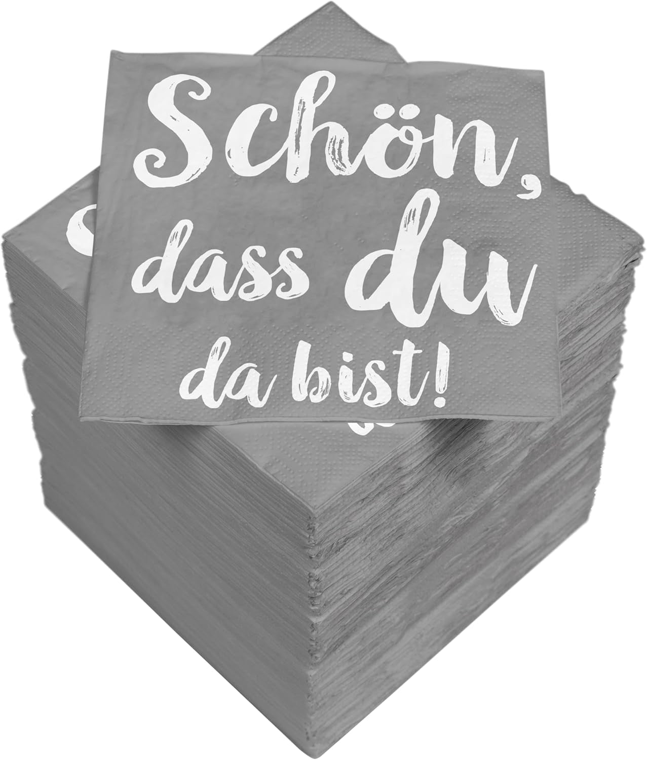 Serwetki koktajlowe HEKU „Schön Dass Du Da Bist”, 3 warstwy, 25X25 cm, 150 sztuk I Elegancki design I Idealne na uroczystości I Praktycznie zapakowane