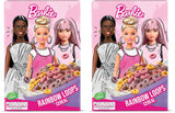 Barbie Rainbow Loops płatki zbożowe, kolorowe krążki pszenicy, owsa i kukurydzy o smaku owocowym na idealne śniadanie, 1 opakowanie (1 x 350g)