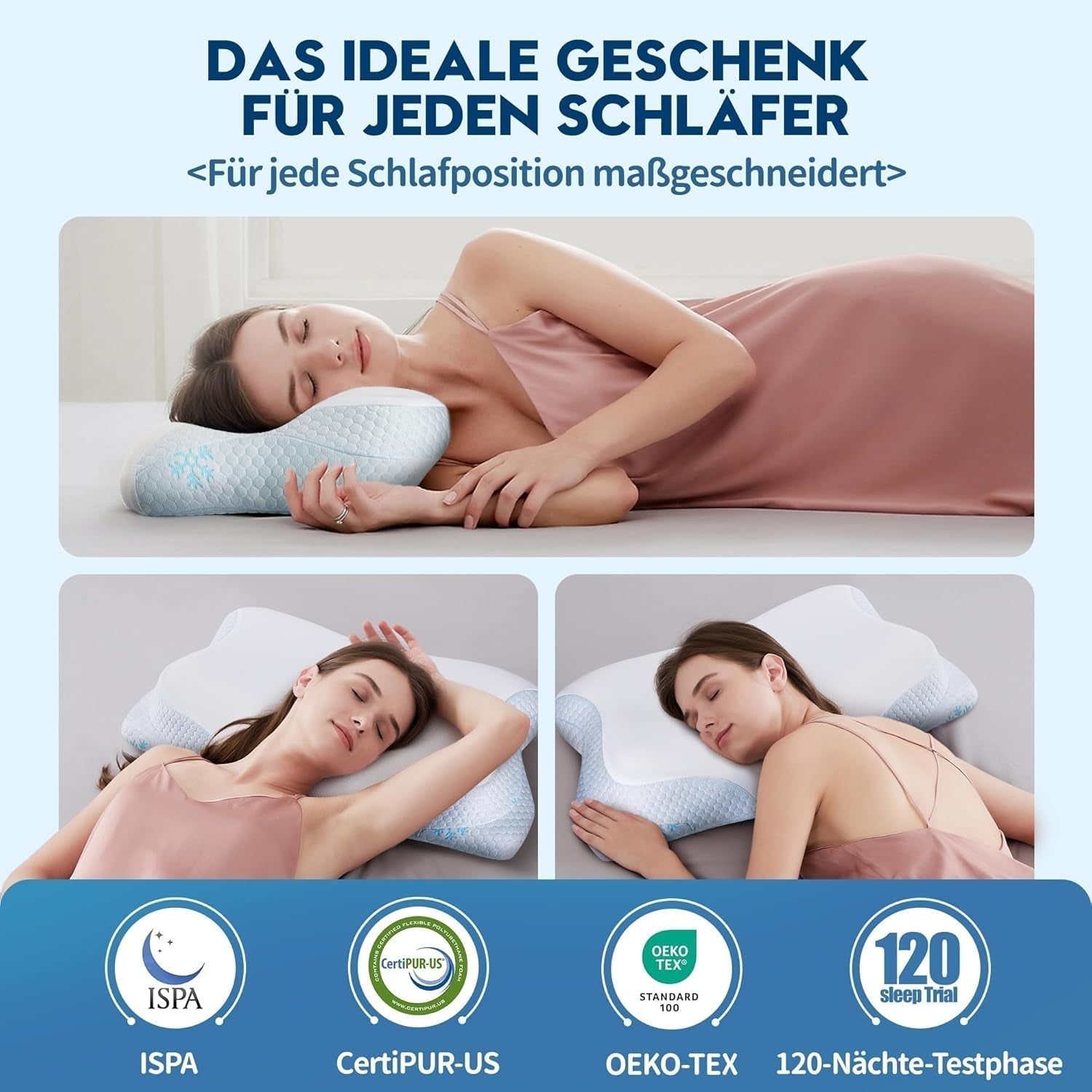 Poduszka pod szyję Cloudétoile Poduszka z pianki Memory - 2 w 1 Ergonomiczna poduszka ortopedyczna Poduszka z pianki Visco Poduszka podtrzymująca szyję z regulacją wysokości Poduszka z pianki Memory biała 64X38X12cm Poduszki ortopedyczne szyjki macicy Naty Shop