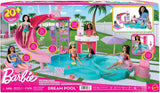 Zestaw Barbie Dream Pool z sześcioma obszarami do zabawy, w tym zjeżdżalnią i jacuzzi, a także ponad 20 akcesoriami, takimi jak zwierzak, kółka do pływania i inne, JKG83