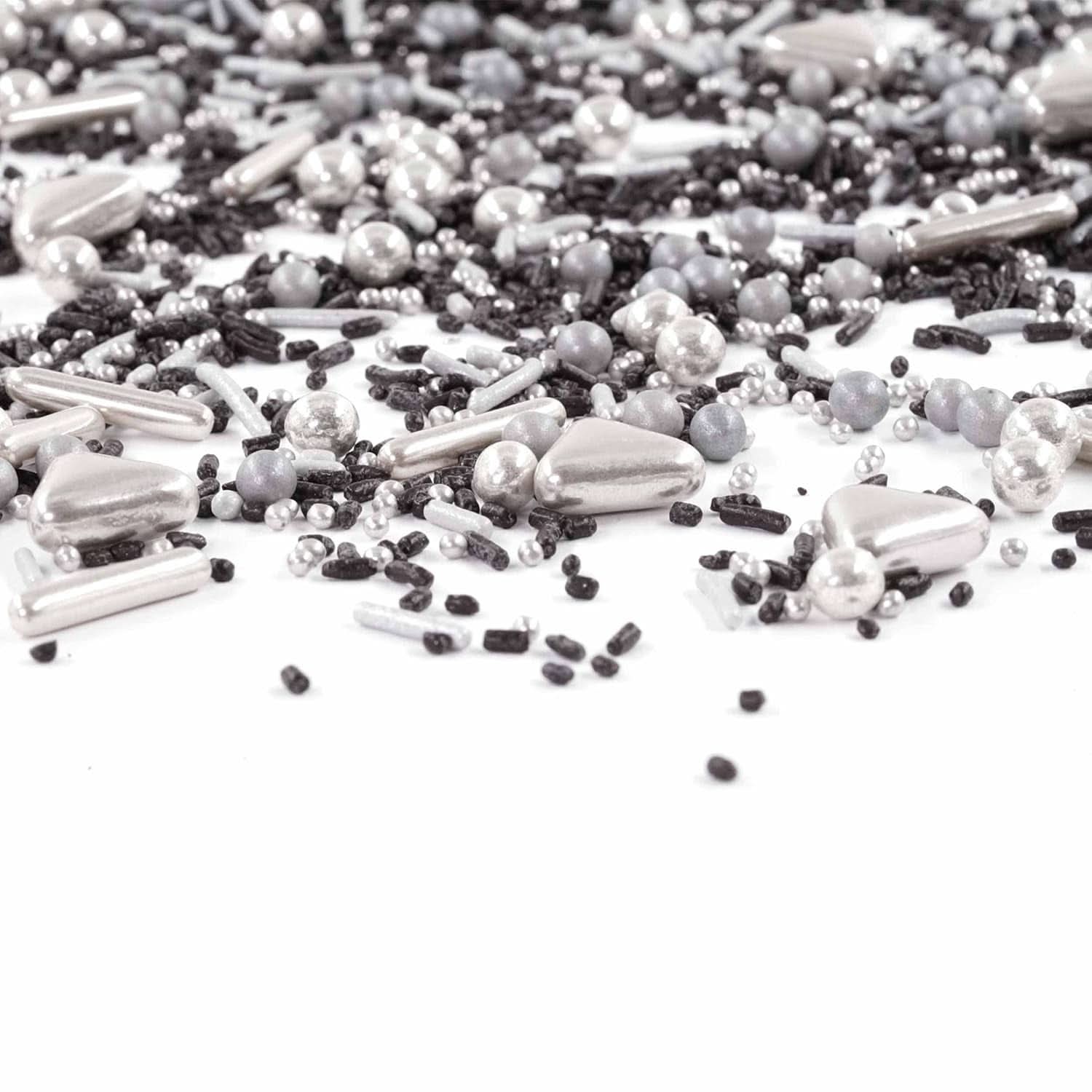 Streusel Glück Black Beauty, Mix Sprinkles Silver - Black, 90 gramów Sprinkles Naty Shop