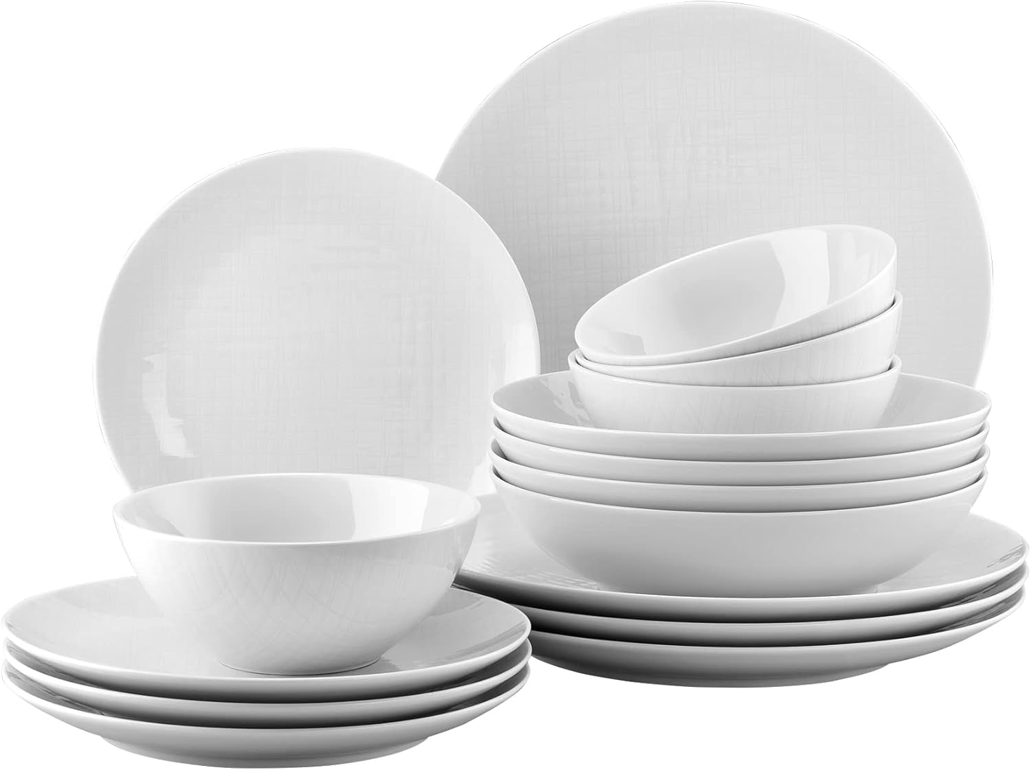 Rosenthal 11770-800001-28370 Zestaw siatkowy, 16 sztuk, składający się z 4 talerzy (głębokość 21 cm, talerze 21/27 cm), misek na płatki 14 cm, biały