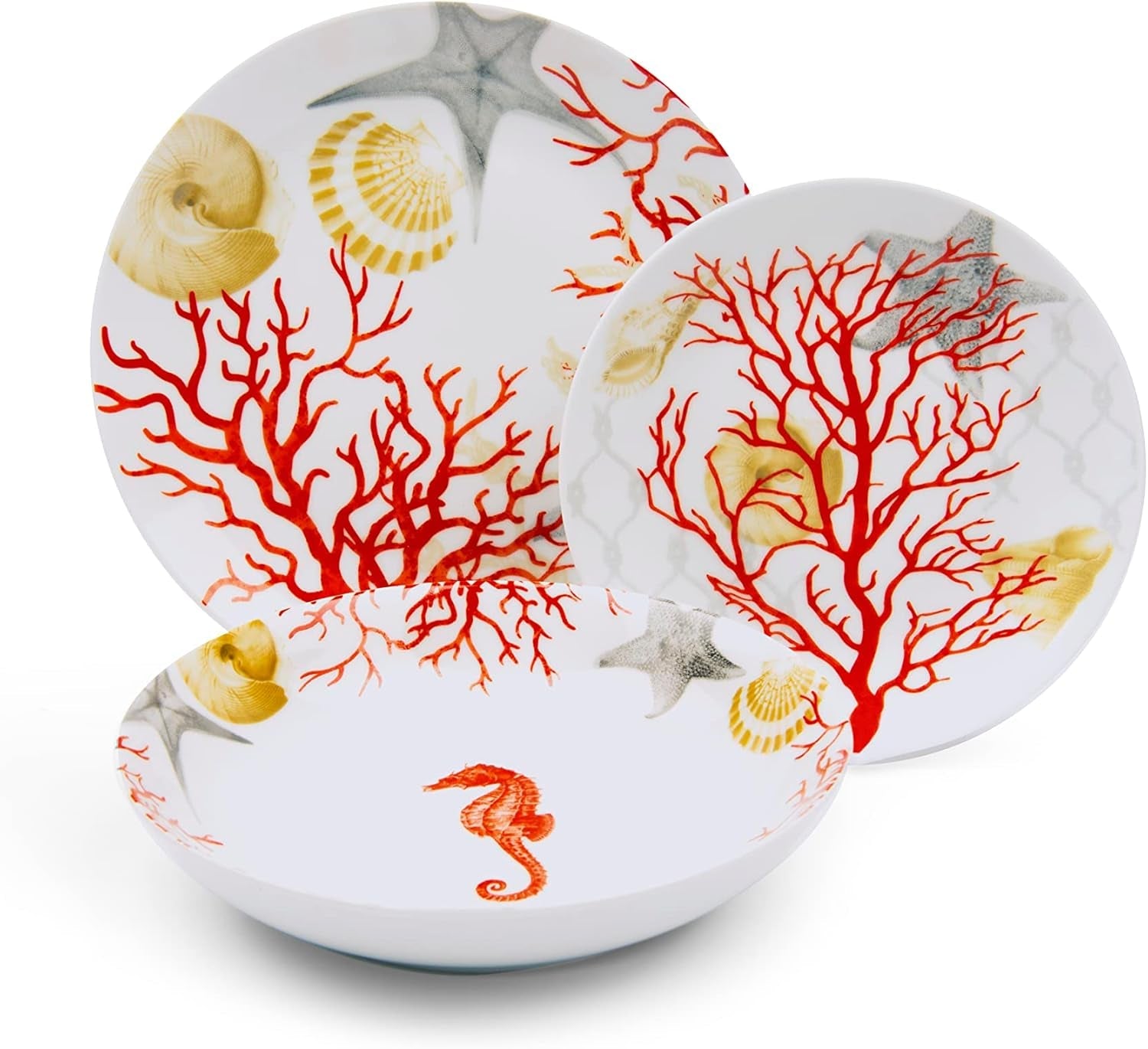 Serwis stołowy Excelsa Coral, 18 sztuk, porcelana, czerwony