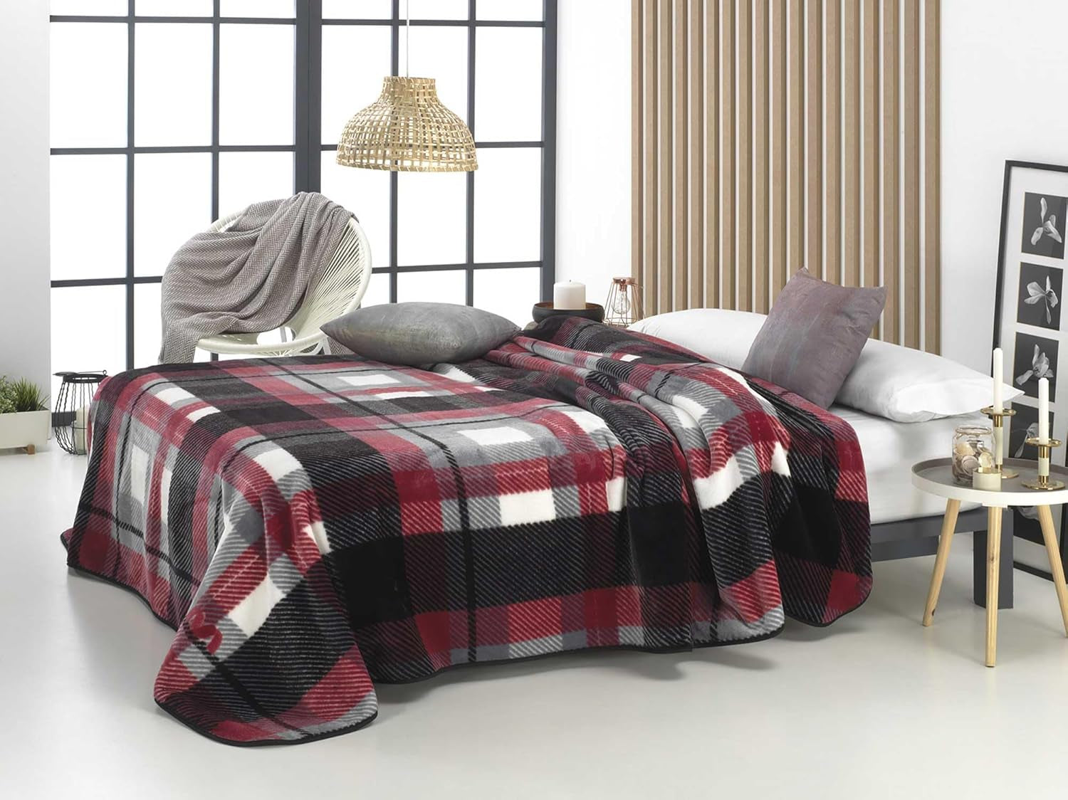 MANTAS MORA Koc z nadrukiem, duża objętość, 100% poliester, 450 G/M², miękki, na jesień/zimę, Design Harmony K60, 260 X 240 cm, do łóżek 160/180 cm, niebieski. Kołdry i kołdry Naty Shop Szary 260X240Cm - Cama De 160/180Cm