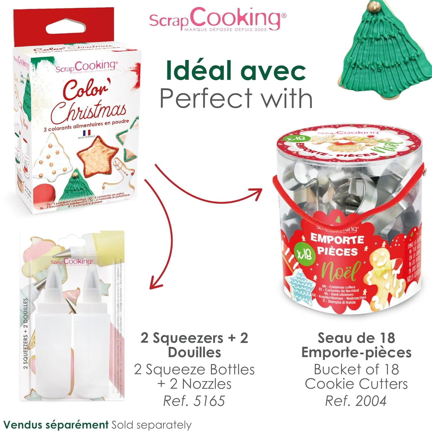 Scrapcooking - zestaw 3 sproszkowanych świątecznych barwników spożywczych - czerwony, zielony, złoty - jadalny barwnik spożywczy do pieczenia, ciast, ciastek, ciastek, ciasta, kremówki - dekoracje świąteczne - 4018