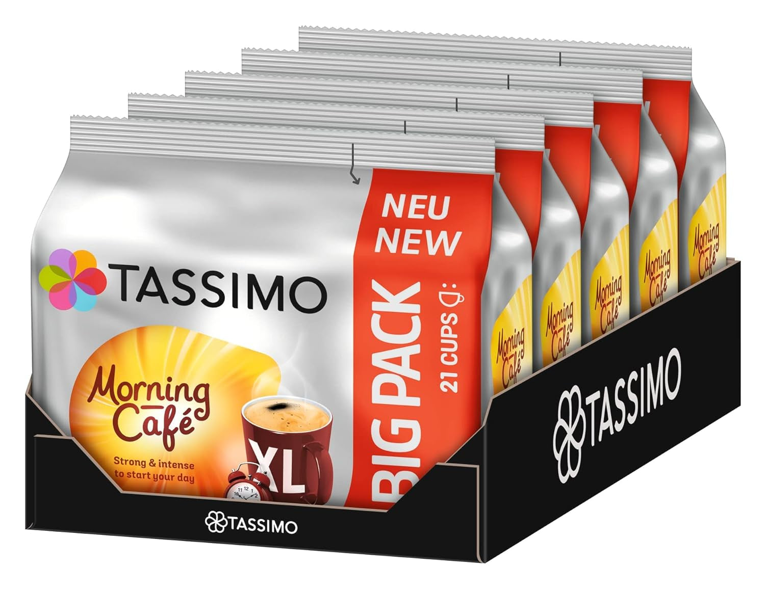 Tassimo Kapseln Moring Café XL Mocny i intensywny, duże opakowanie, 5 x 21 podkładek, 105 Kaffeekapseln