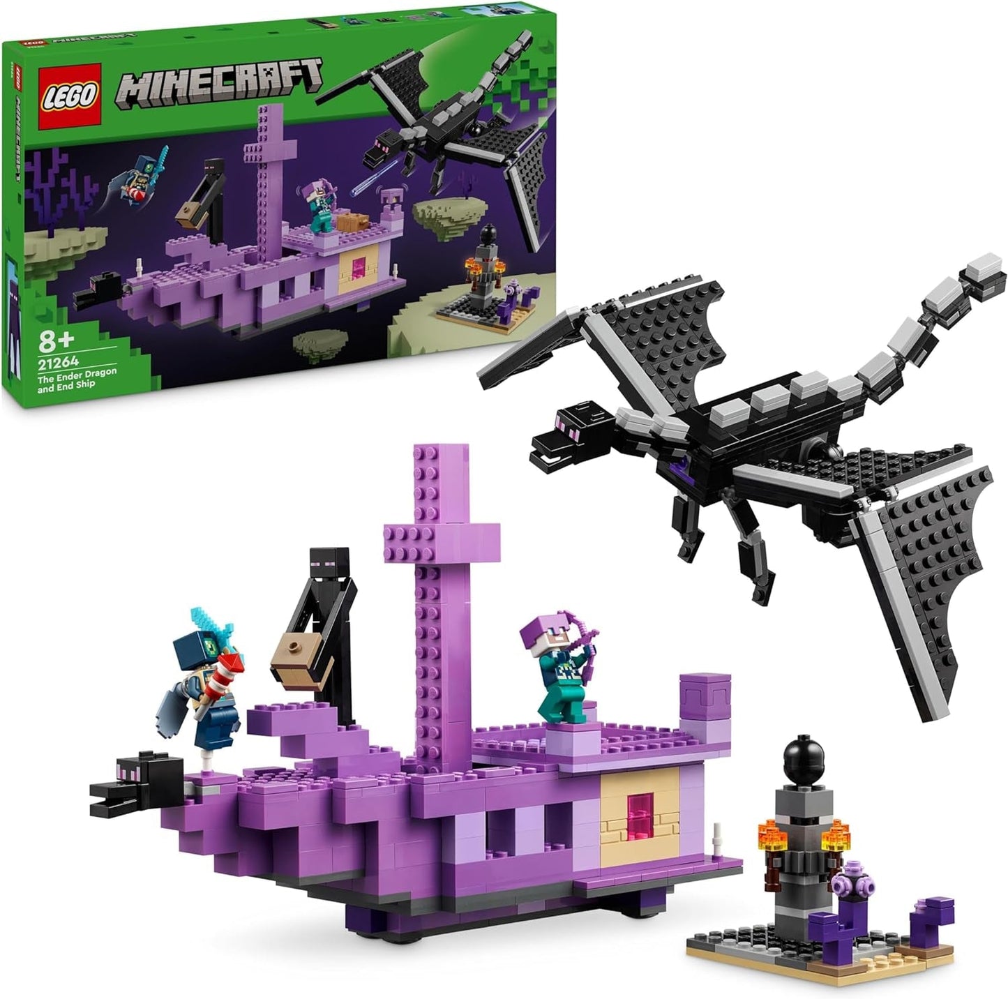 LEGO Minecraft Smok końca i statek końcowy Zestaw zabawek i odkryć Zestaw gier wideo Zestaw do budowania Zestaw przygodowy dla chłopców i dziewcząt w wieku 8 lat 21264 Zestawy do budowania Besuche den LEGO-Store Default Title