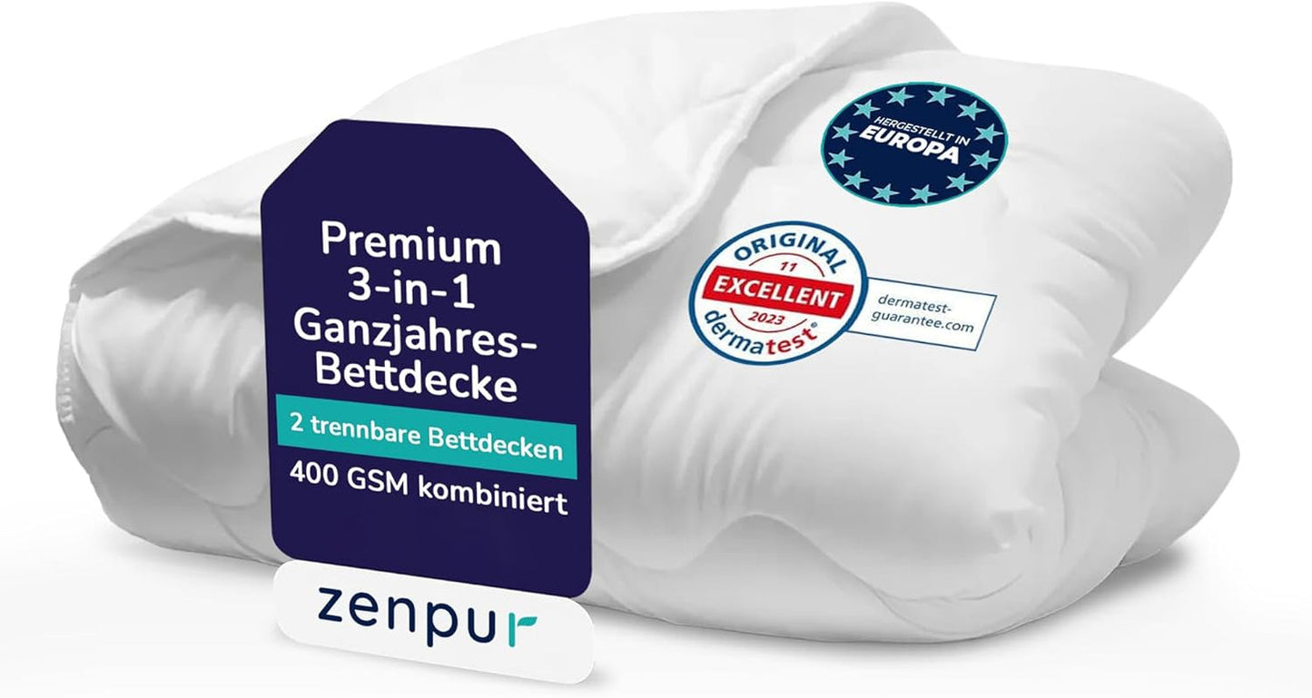 Kołdra Premium 200X200Cm 4 pory roku, kołdra na wszystkie pory roku 200X200 - ciepła zimą i chłodna latem, 2 łączone poszwy na kołdry 200X200 Kołdry i kołdry Naty Shop Kołdra 4 pory roku 200 X 200 Cm