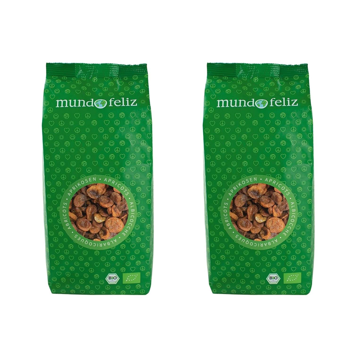 Mundo Feliz, Morele suszone z pestkami z upraw ekologicznych, 2 x 500 gramów Naty Shop produkty suszone 2 x 500 gramów