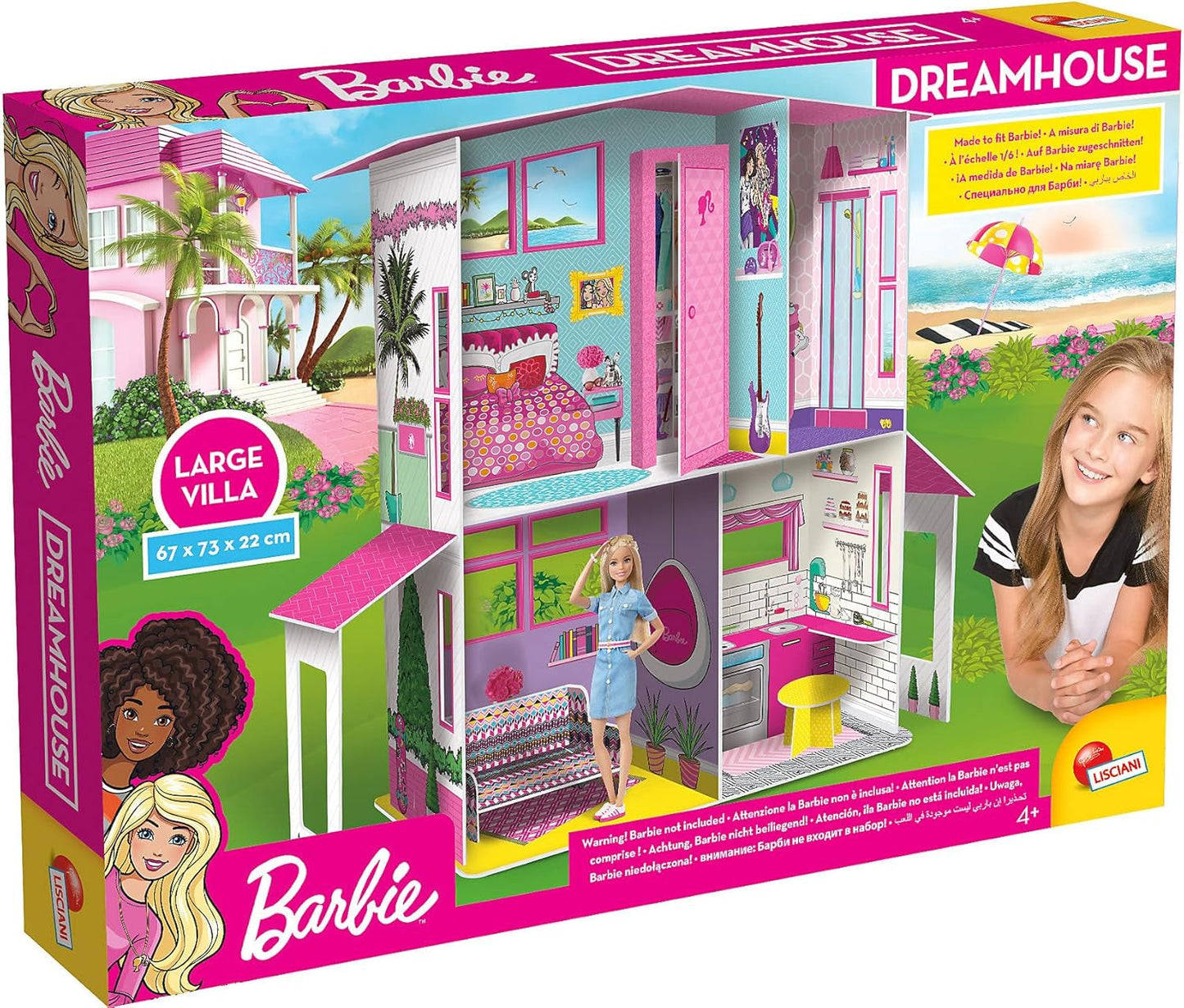 Lisciani - Domek dla lalek BARBIE - Wymarzona willa Barbie na dwóch piętrach - Dom 3D do budowania, dekorowania i projektowania - Kreatywne rękodzieło i zabawki konstrukcyjne dla dzieci w wieku 4 lat i więcej Domy dla lalek Naty Shop