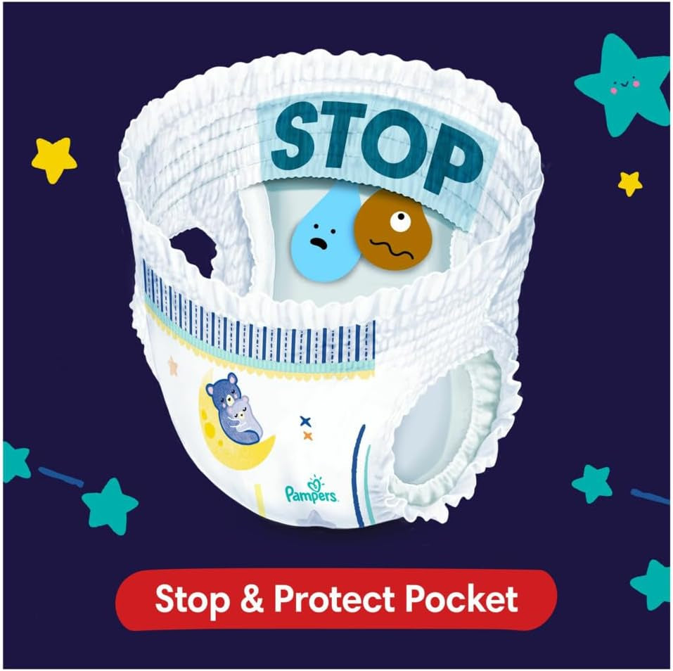 Pampers - Antypoślizgowe koszulki nocne dla niemowląt - Rozmiar 6 - Małe opakowanie - 30 sztuk - 15+ kg