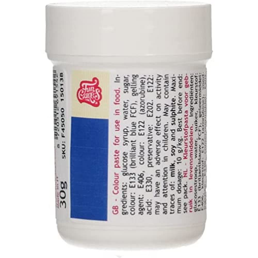 Skoncentrowany barwnik spożywczy Funcakes Paste Color Royal Blue; do ciasta, kremu, fondantu, marcepanu, ciasta, pasty modelarskiej i pasty kwiatowej. Halal i koszerne. 30 gr