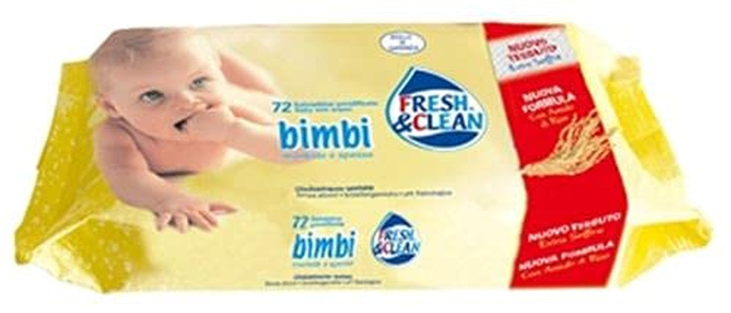 Zestaw chusteczek Fresh Clean dla niemowląt, 12 x 72 szt., wkłady, żółte, do higieny i pielęgnacji dziecka