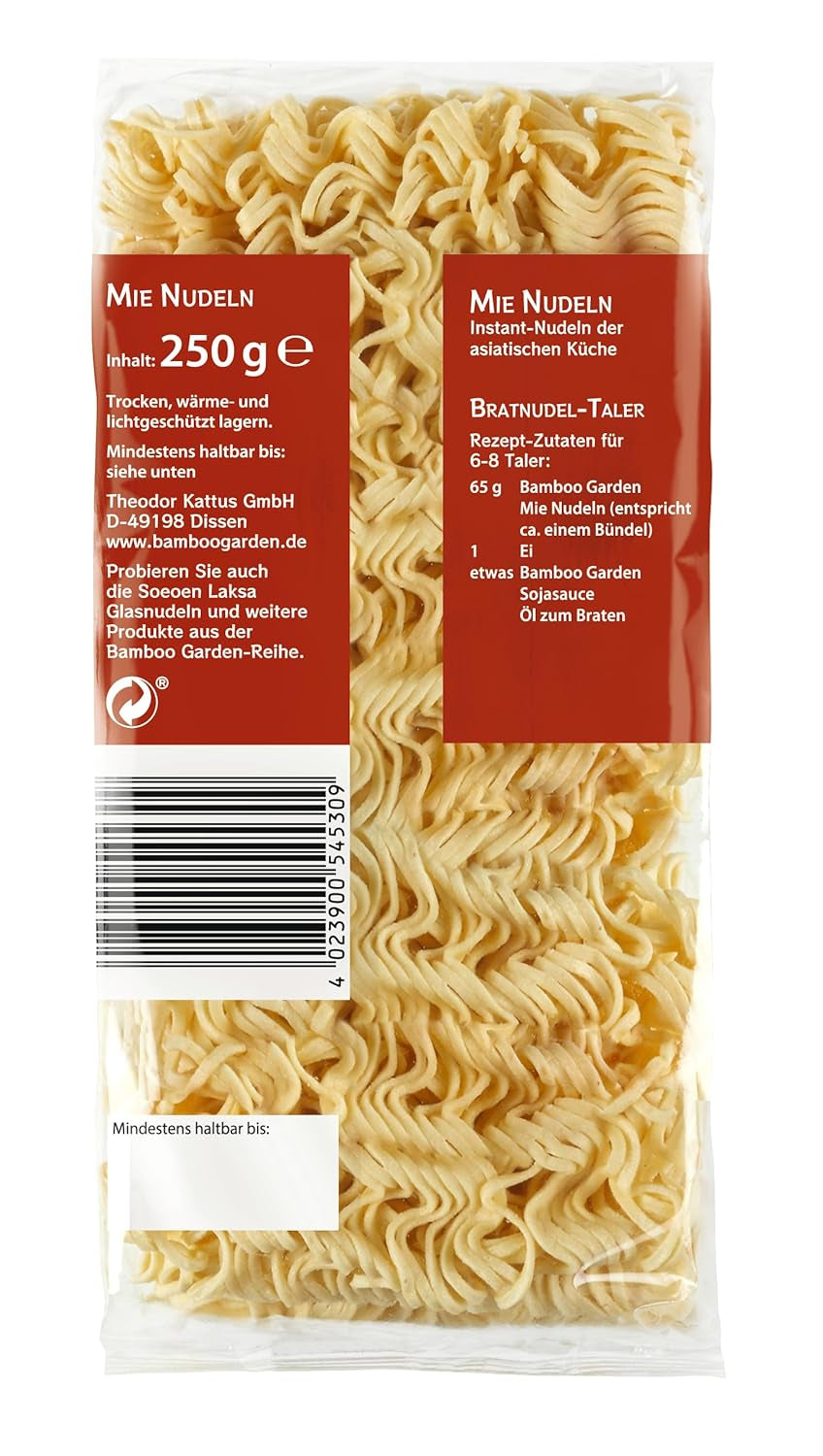 Ogród Bambusowy - Makaron Mie | Makaron błyskawiczny do kuchni azjatyckiej | Idealny do dań z woka lub zup. Weganie | Worek 250g